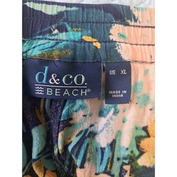 QVC D & Co Beach XL Multicolor Tropical Print Wide Leg Pull-On 27" Inseam Pants - Picture 3 of 8